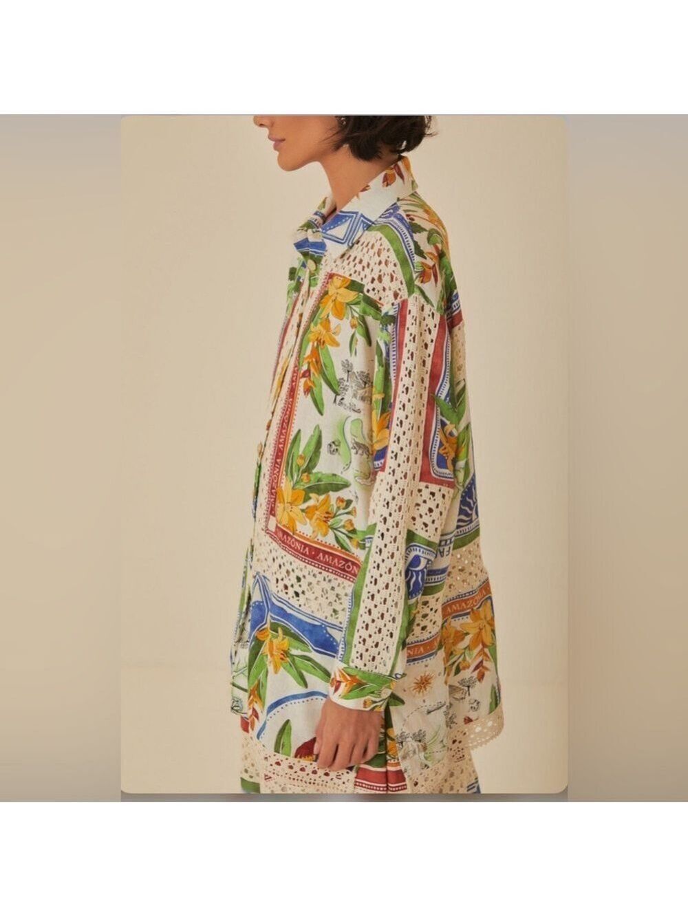 Farm Rio Tropical Destination Crochet Shirt - Picture 3 of 8